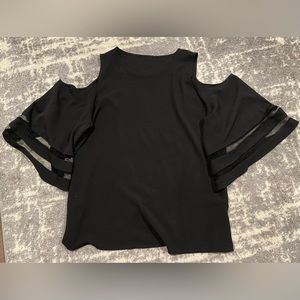 Cold Shoulder Mesh Sleeve Blouse
